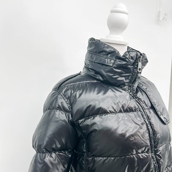 Burberry Coat Brit Black Winter Down Ladies Jacket Sports Check Puffer Belted M - Picture 6 of 13